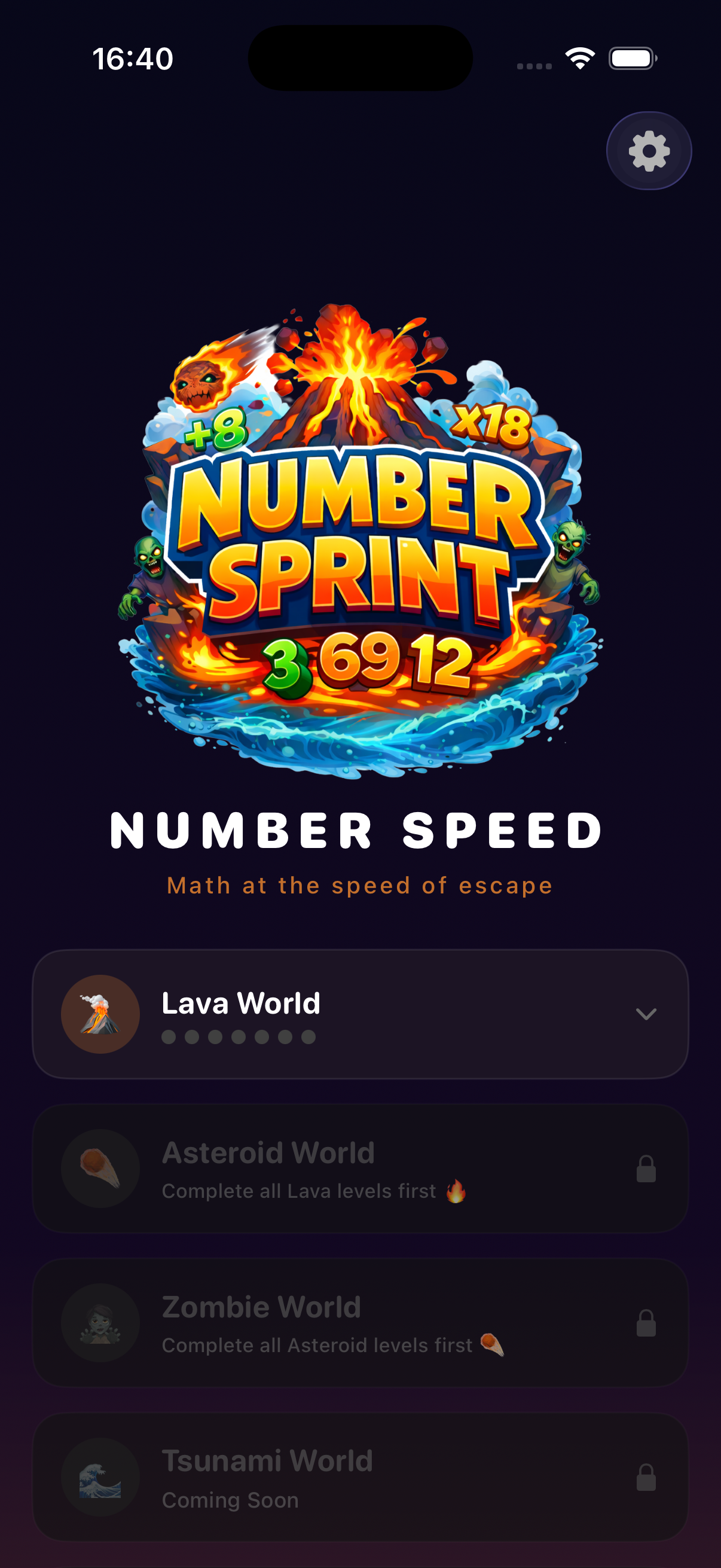 World selection screen